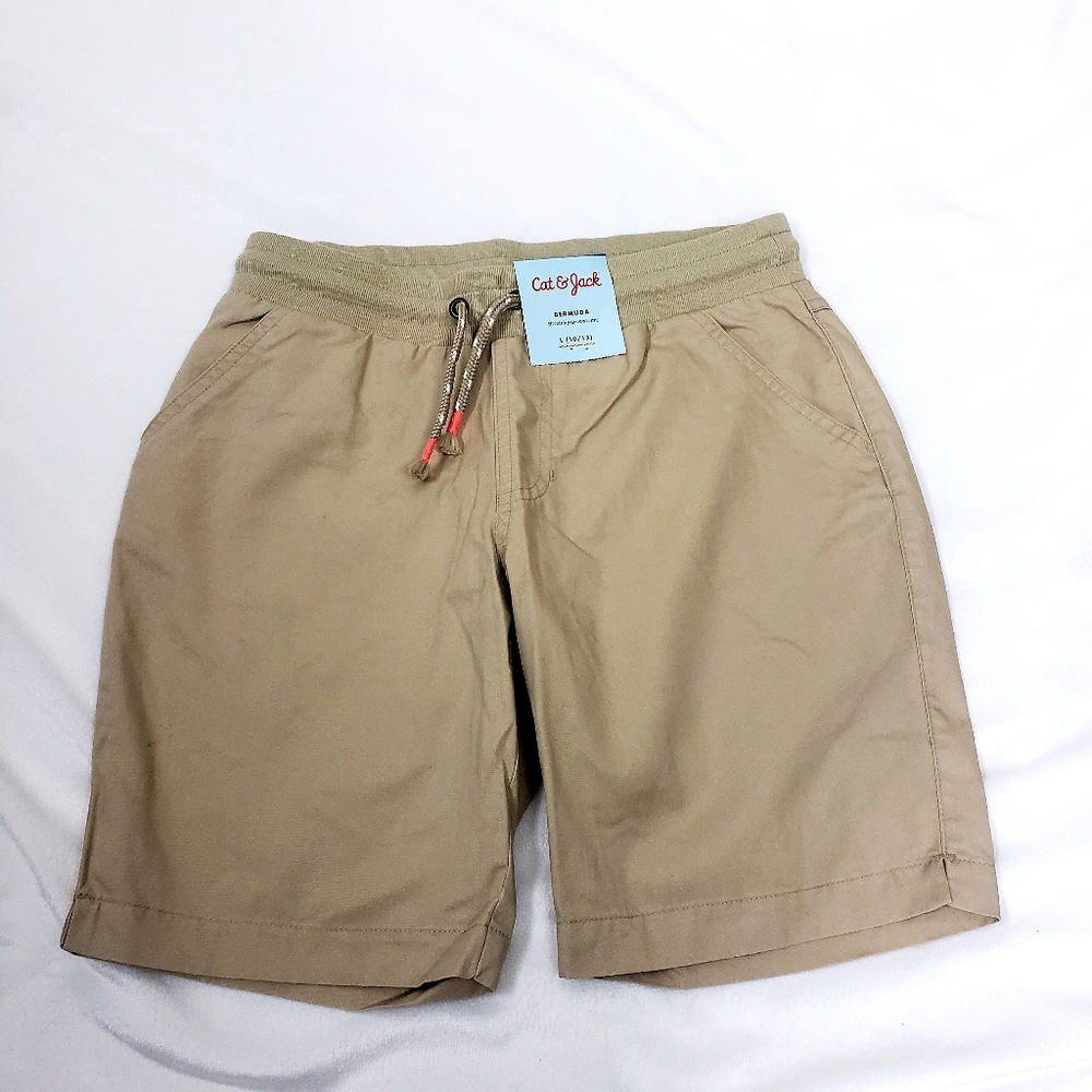 Cat & Jack Girls Pull On Shorts Beige Drawstring 1